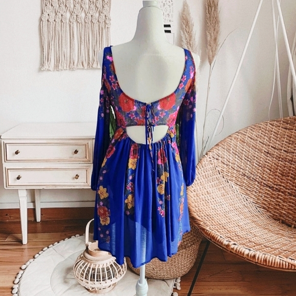 Vintage Free People 'Penny Lover' Boho Cold Shoulder Cutout Dress - Picture 2 of 16
